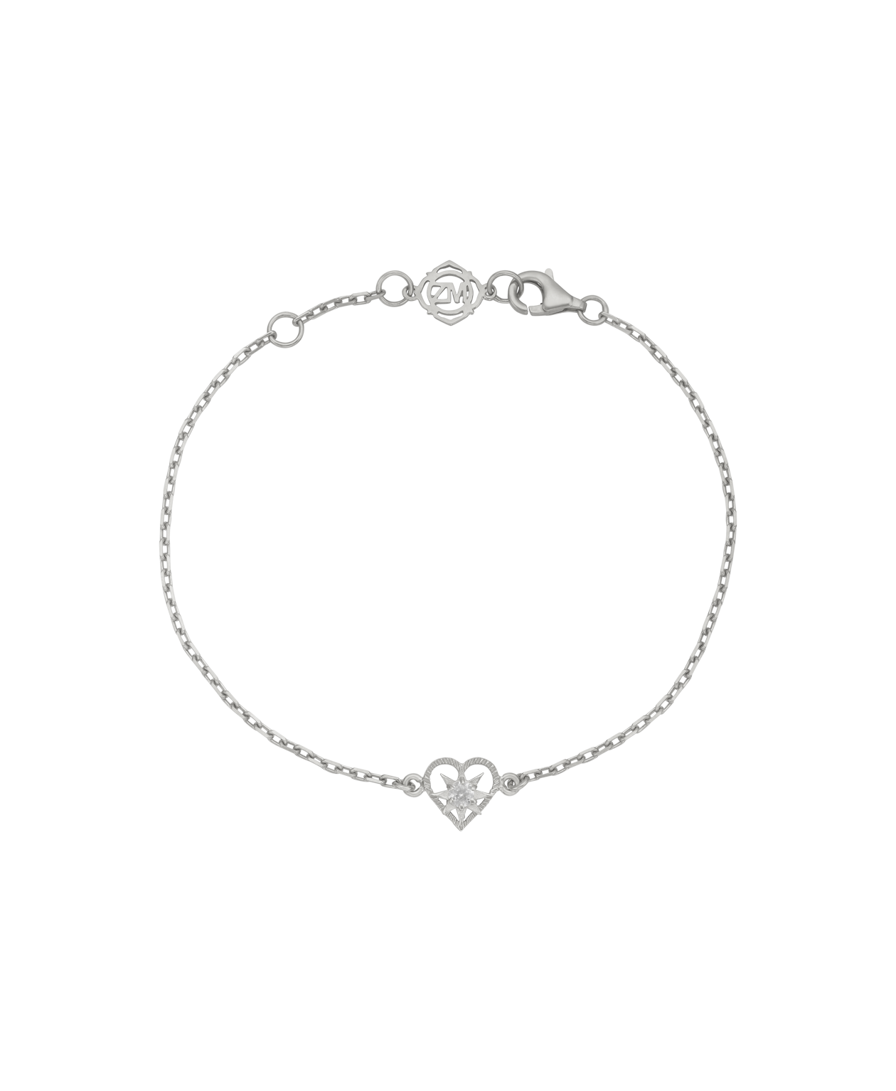 Kind Heart Bracelet - 925 Sterling Silver, White Zircon