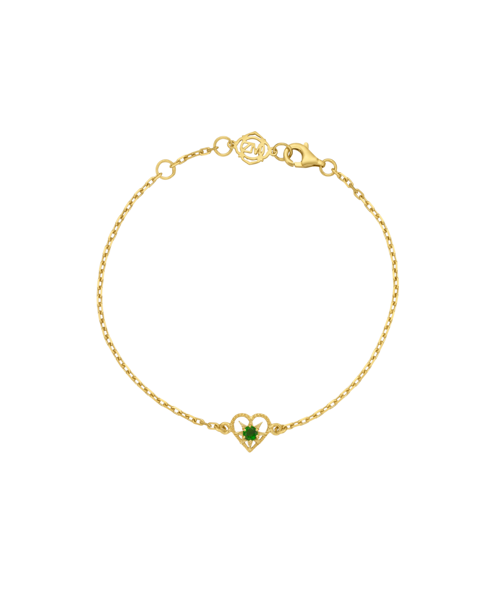 Kind Heart Bracelet - 22k Gold Vermeil, Chrome Diopside