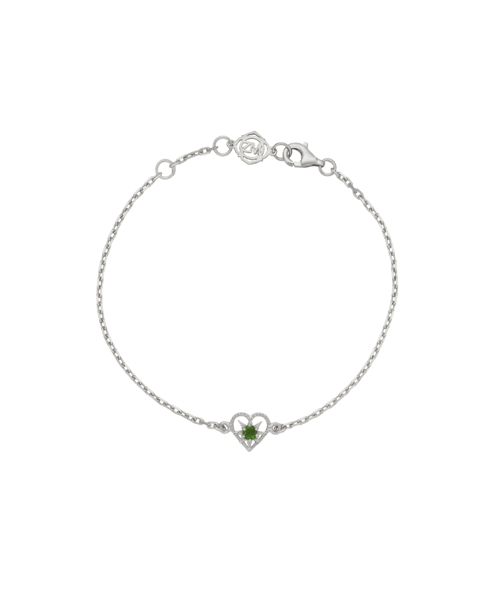 Kind Heart Bracelet - 925 Sterling Silver, Chrome Diopside