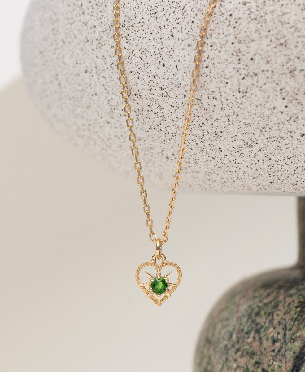 Kind Heart Necklace - 22k Gold Vermeil, Chrome Diopside