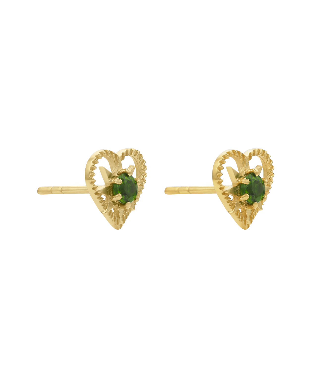 Kind Heart Earrings - 22k Gold Vermeil, Chrome Diopside