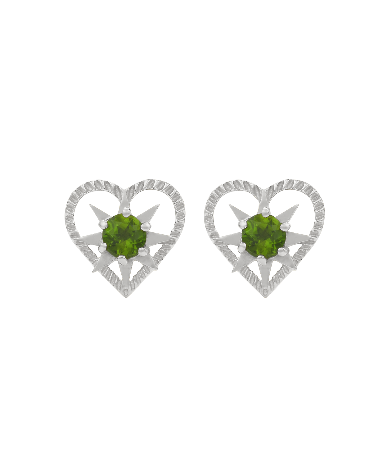 Kind Heart Earrings - 925 Sterling Silver, Chrome Diopside