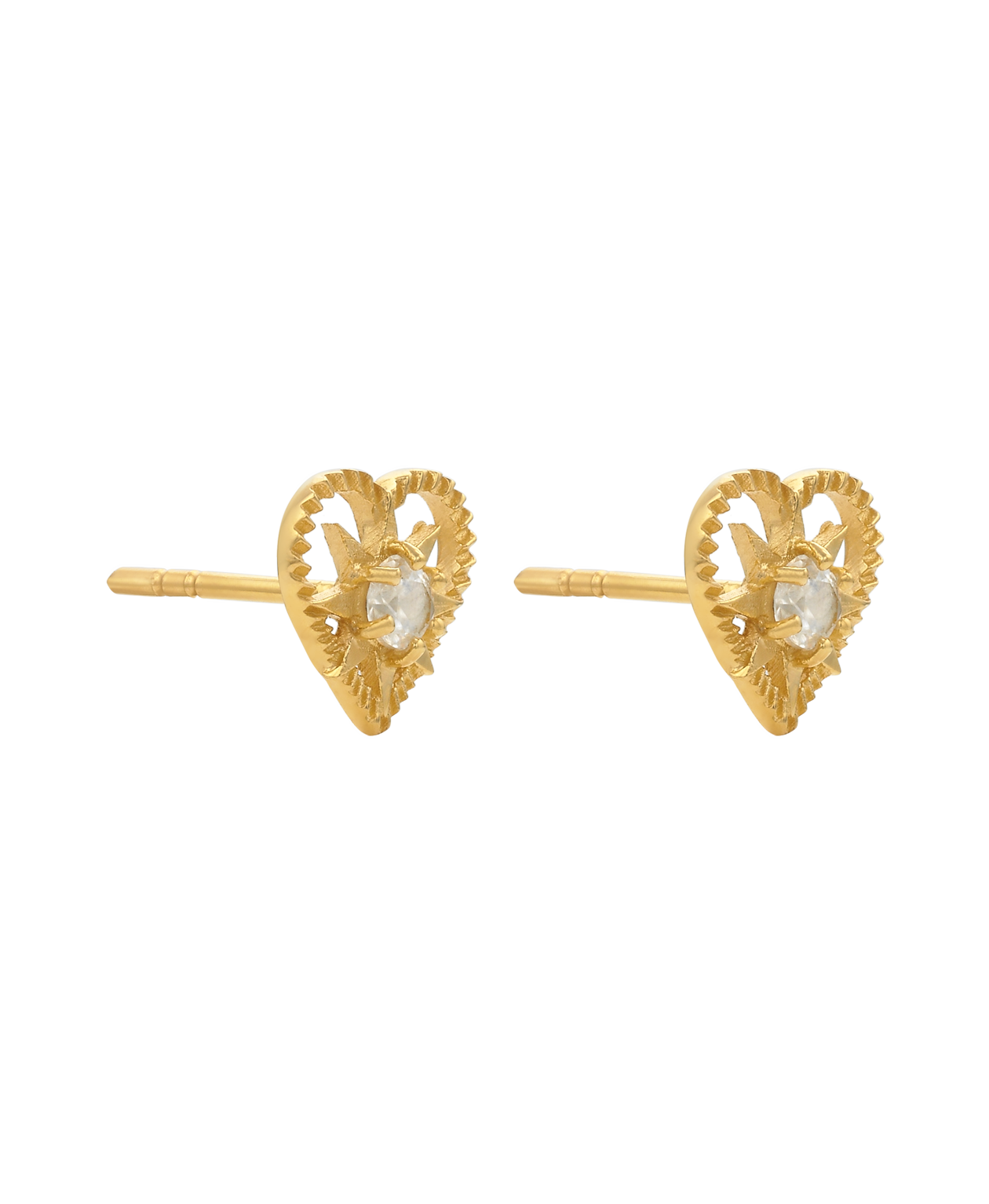 Kind Heart Earrings - 22k Gold Vermeil, White Zircon