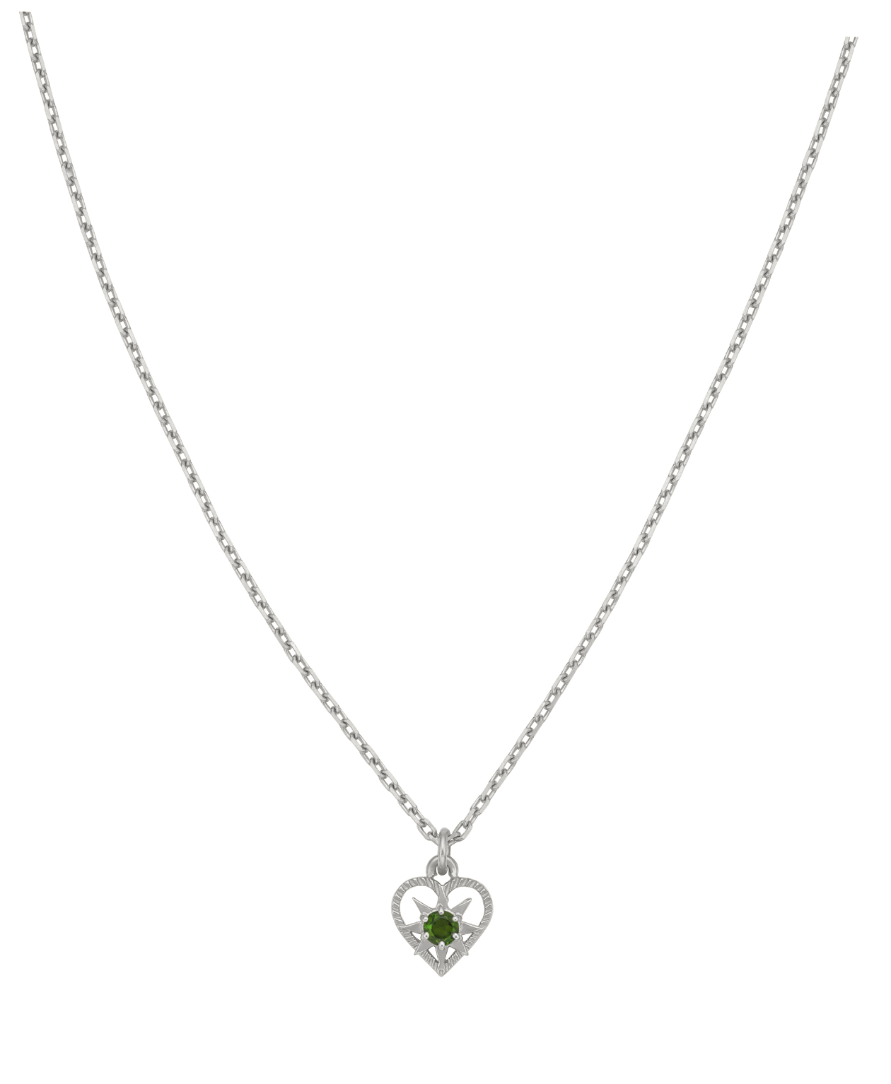 Kind Heart Necklace - 925 Sterling Silver, Chrome Diopside