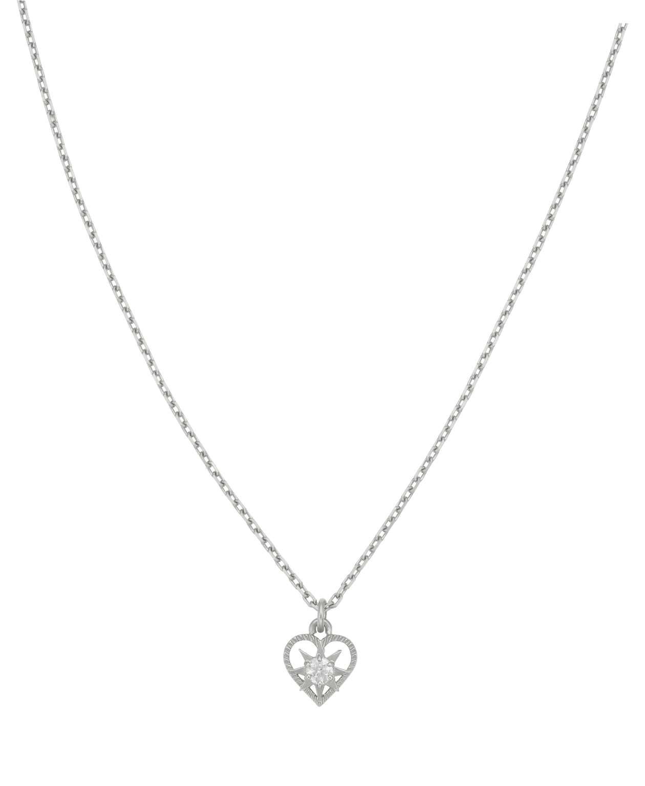 Kind Heart Necklace - 925 Sterling Silver, White Zircon