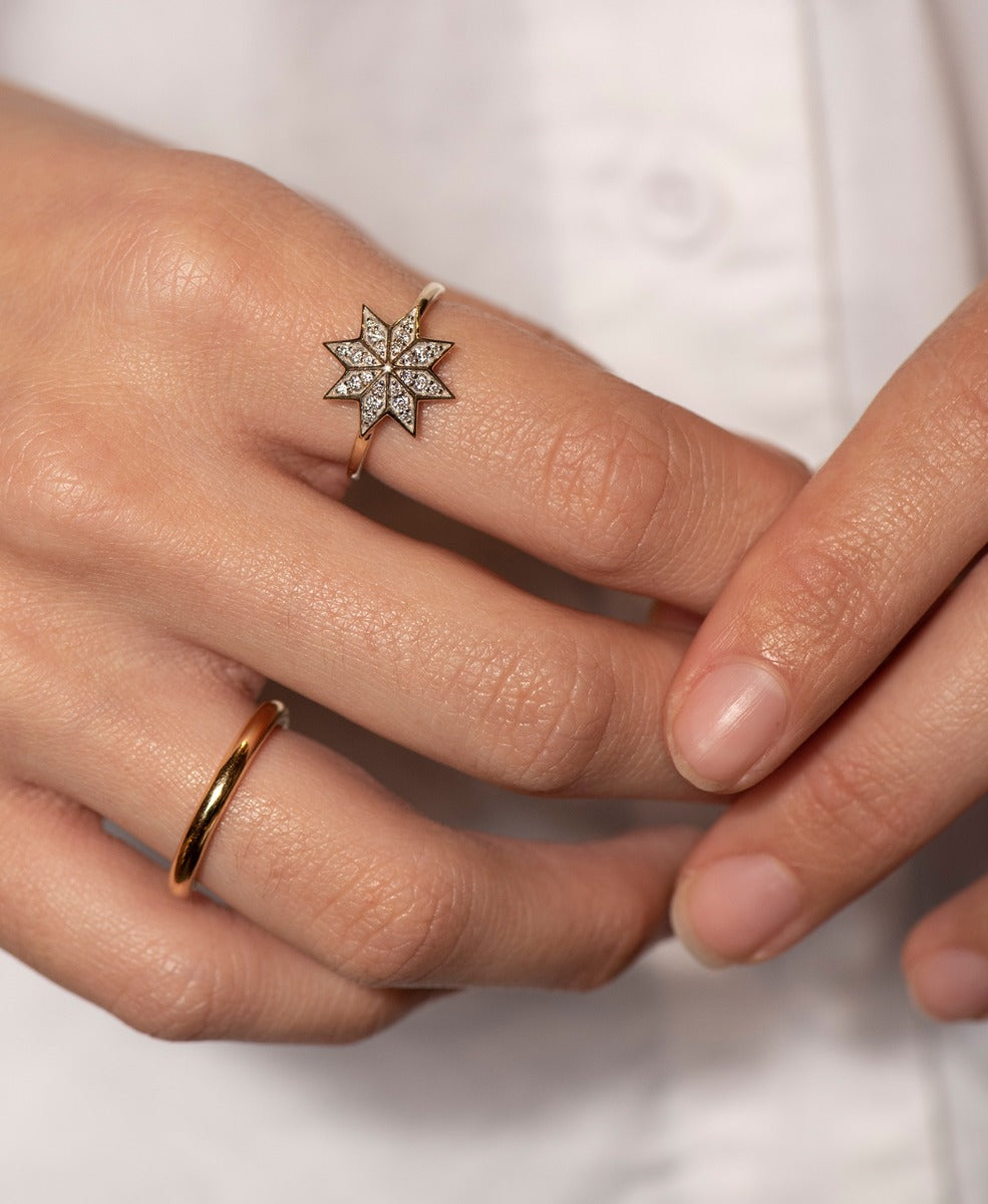 Lakshmi Ring - 9k Yellow Gold, Diamond