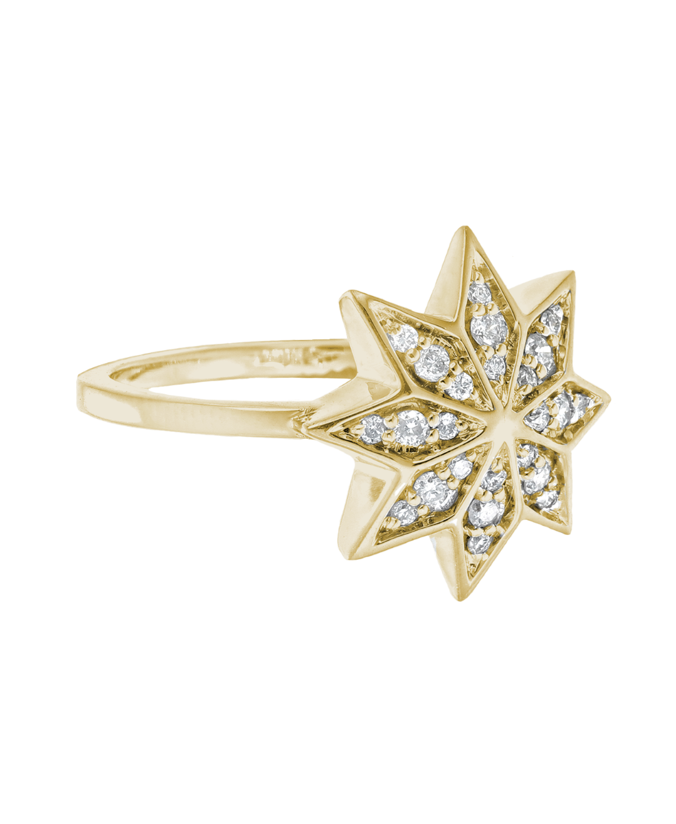 Lakshmi Ring - 9k Yellow Gold, Diamond