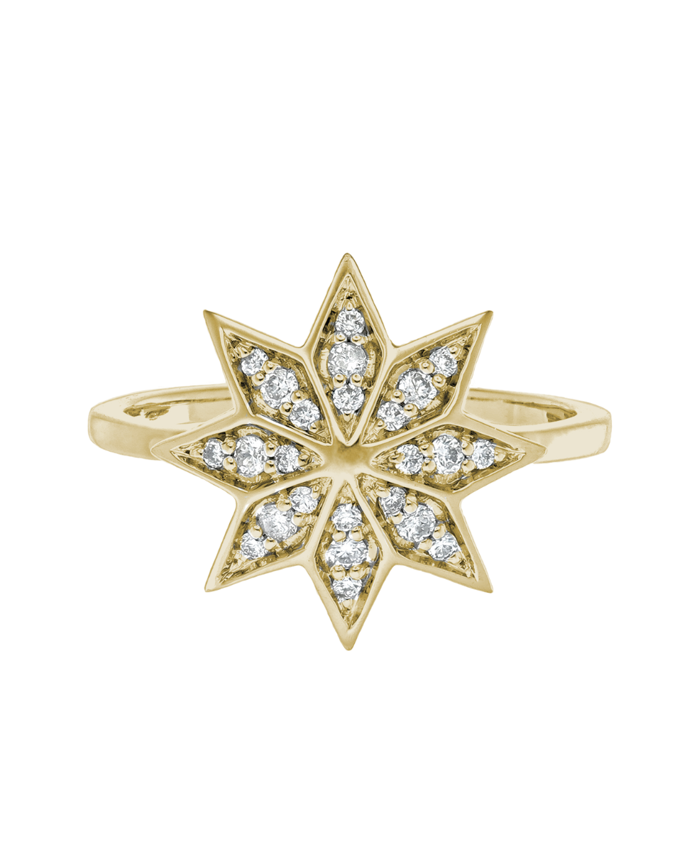 Lakshmi Ring - 9k Yellow Gold, Diamond