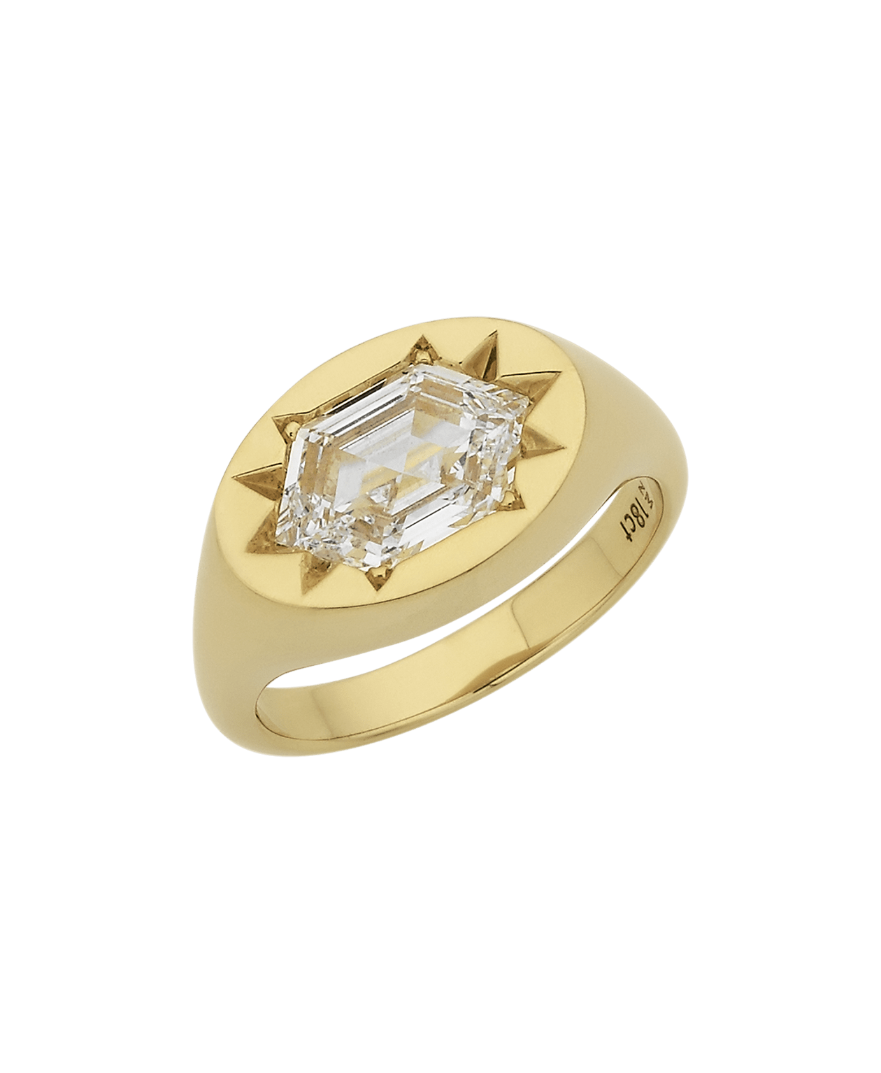 Lennon Signet - 18k Yellow Gold, Hexagonal Mixed Cut Lab Grown Diamond 1.62 carat