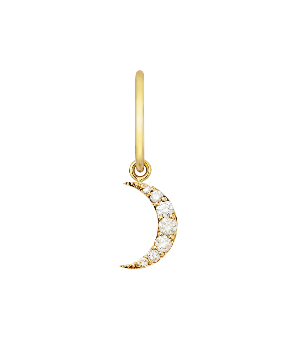 Luna Single Hoop - 9k Yellow Gold, Diamond