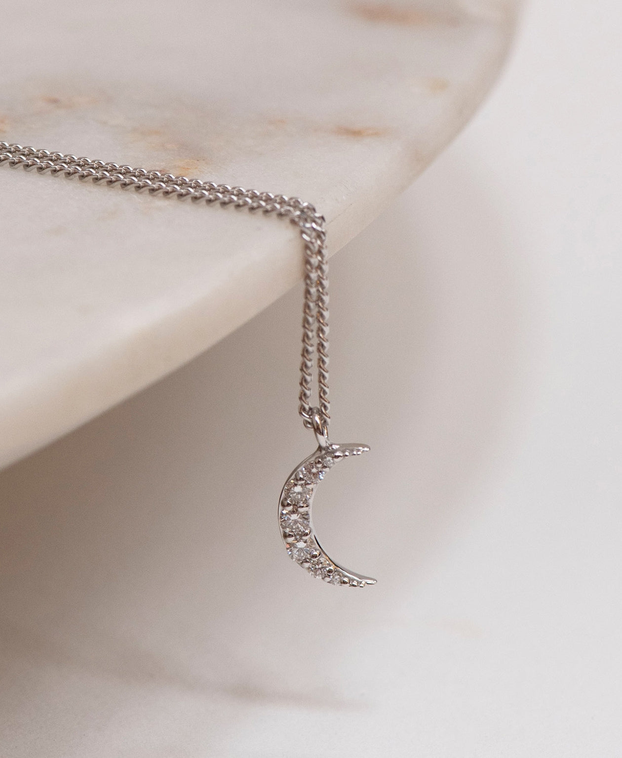 Luna Necklace - 9k White Gold, Diamond