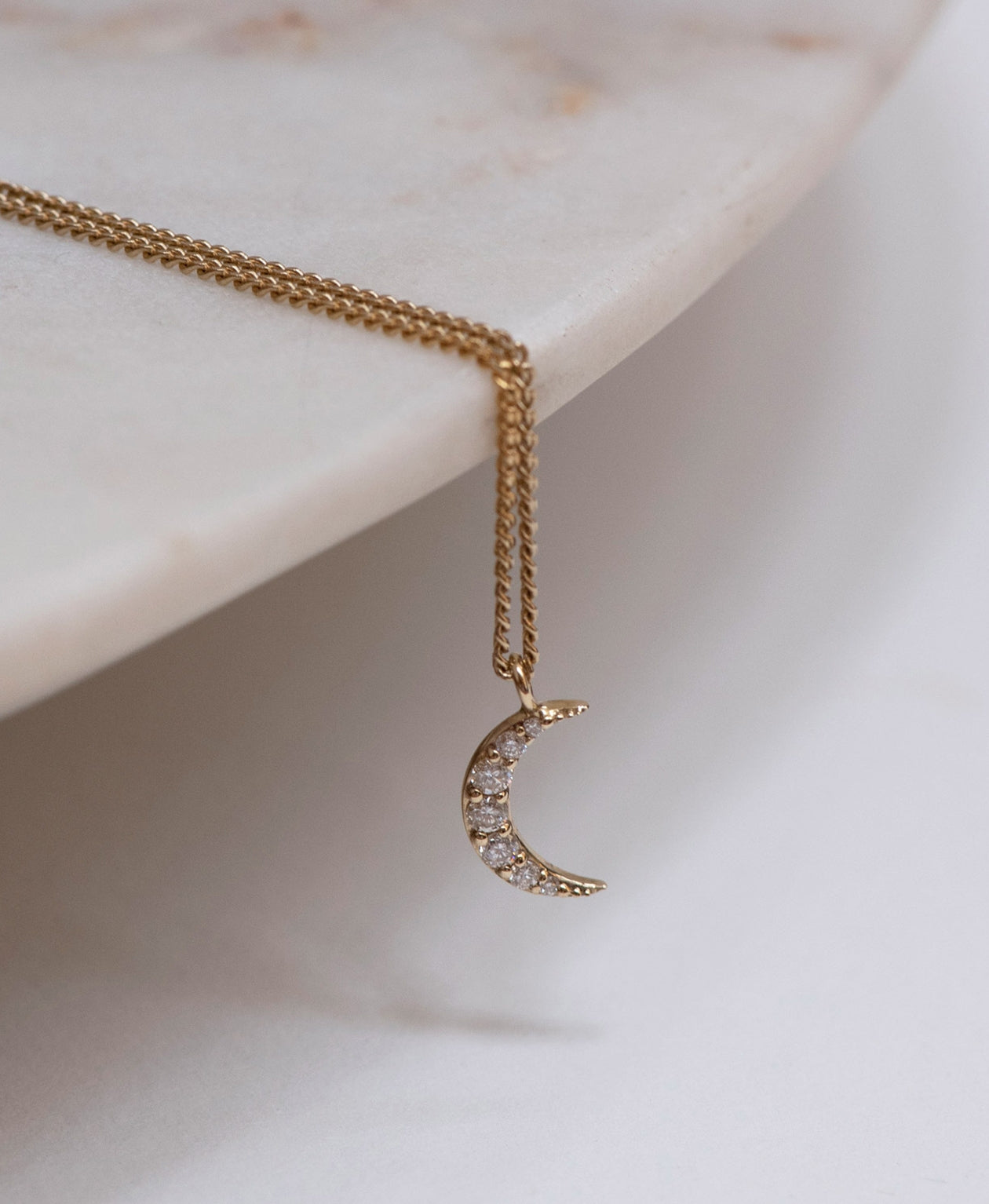 Luna Necklace - 9k Yellow Gold, Diamond