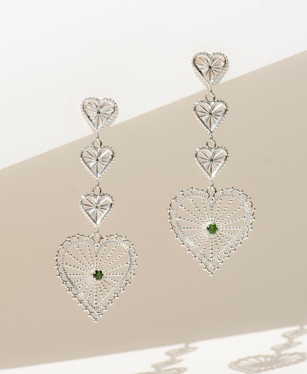 Mi Amor Earrings - 925 Sterling Silver, Chrome Diopside