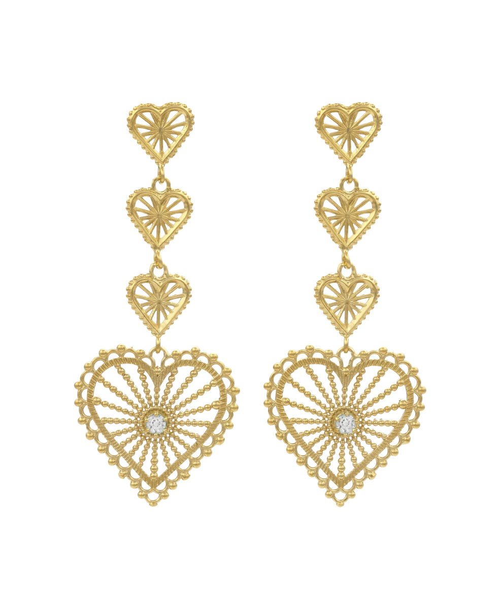 Mi Amor Earrings - 22k Gold Vermeil, White Zircon