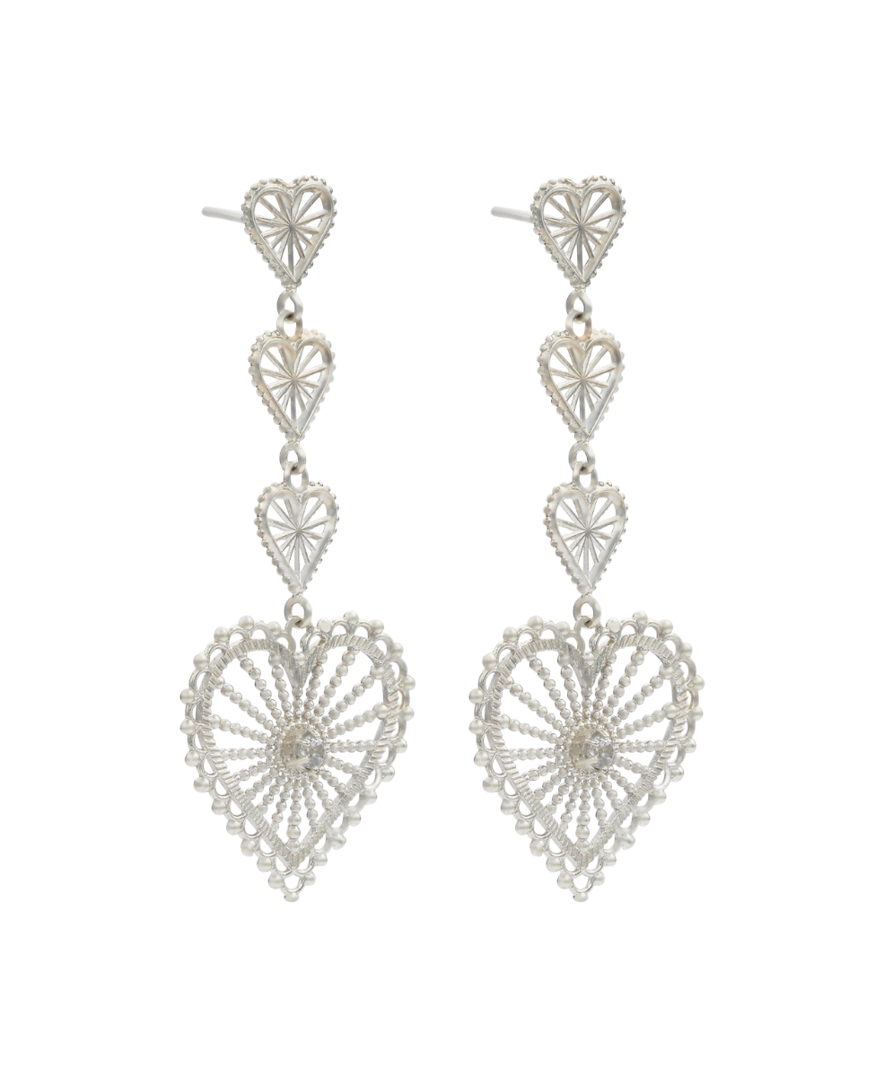 Mi Amor Earrings - 925 Sterling Silver, White Zircon