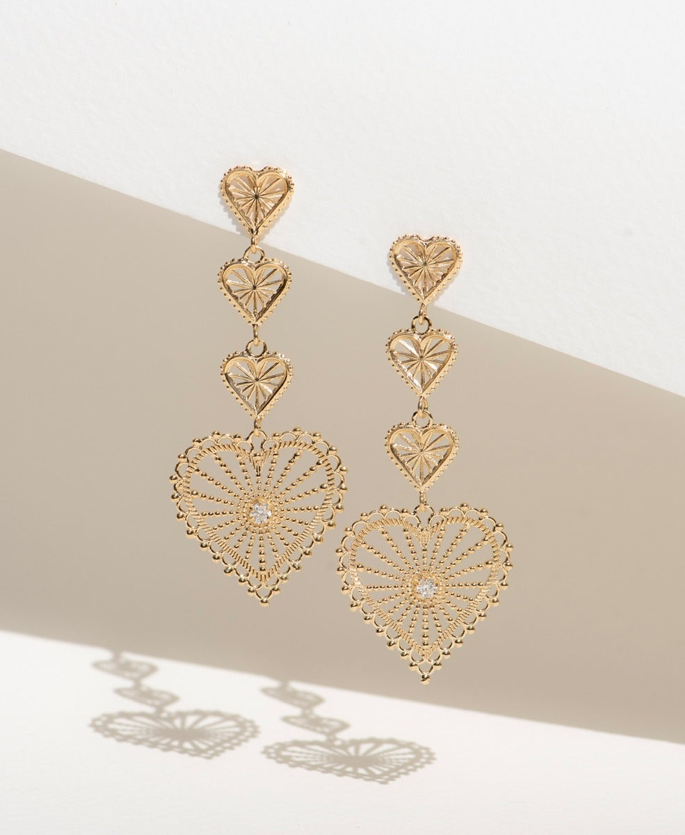 Mi Amor Earrings - 22k Gold Vermeil, White Zircon