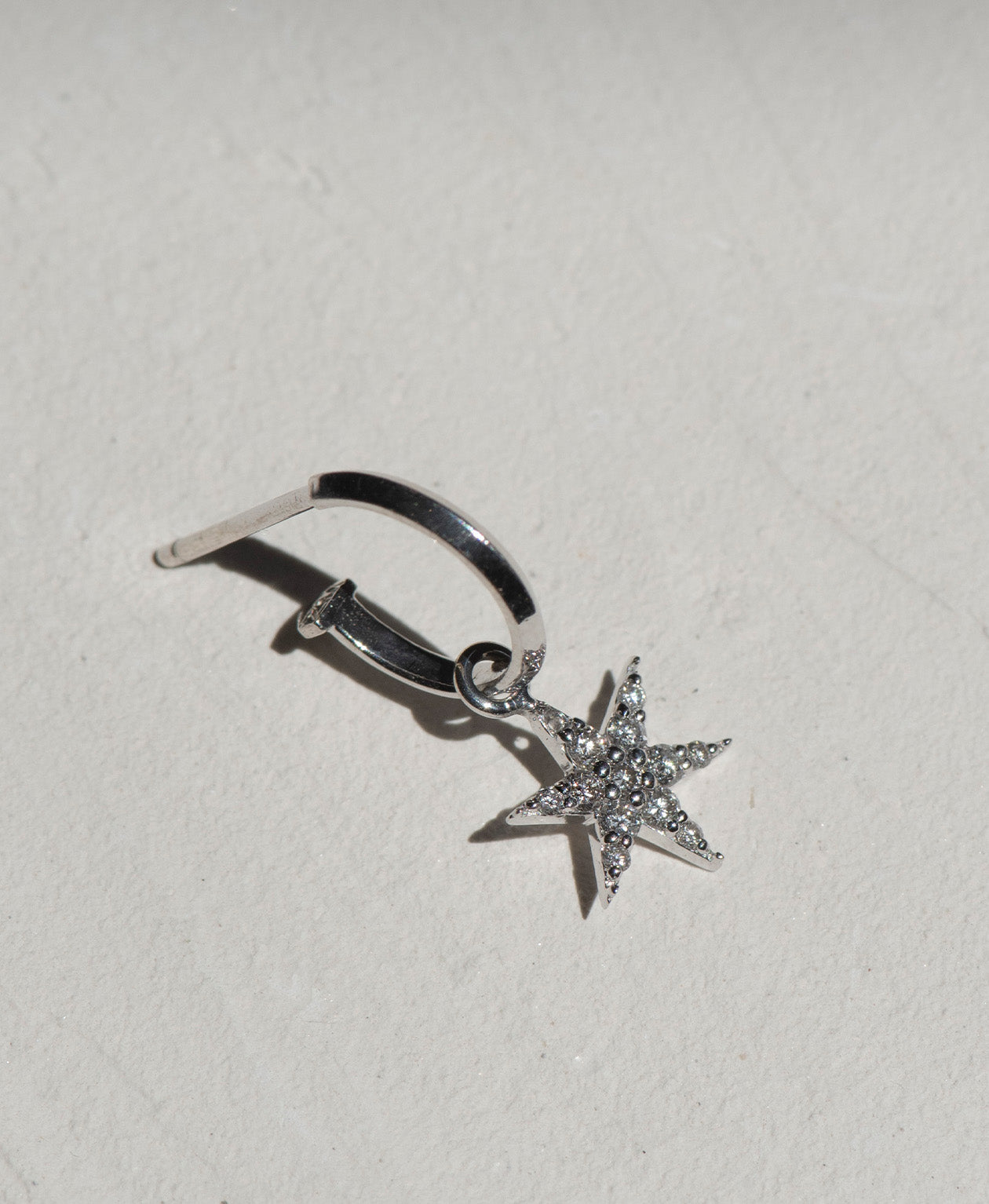 Mini Anahata Single Hoop - 9k White Gold, Diamond