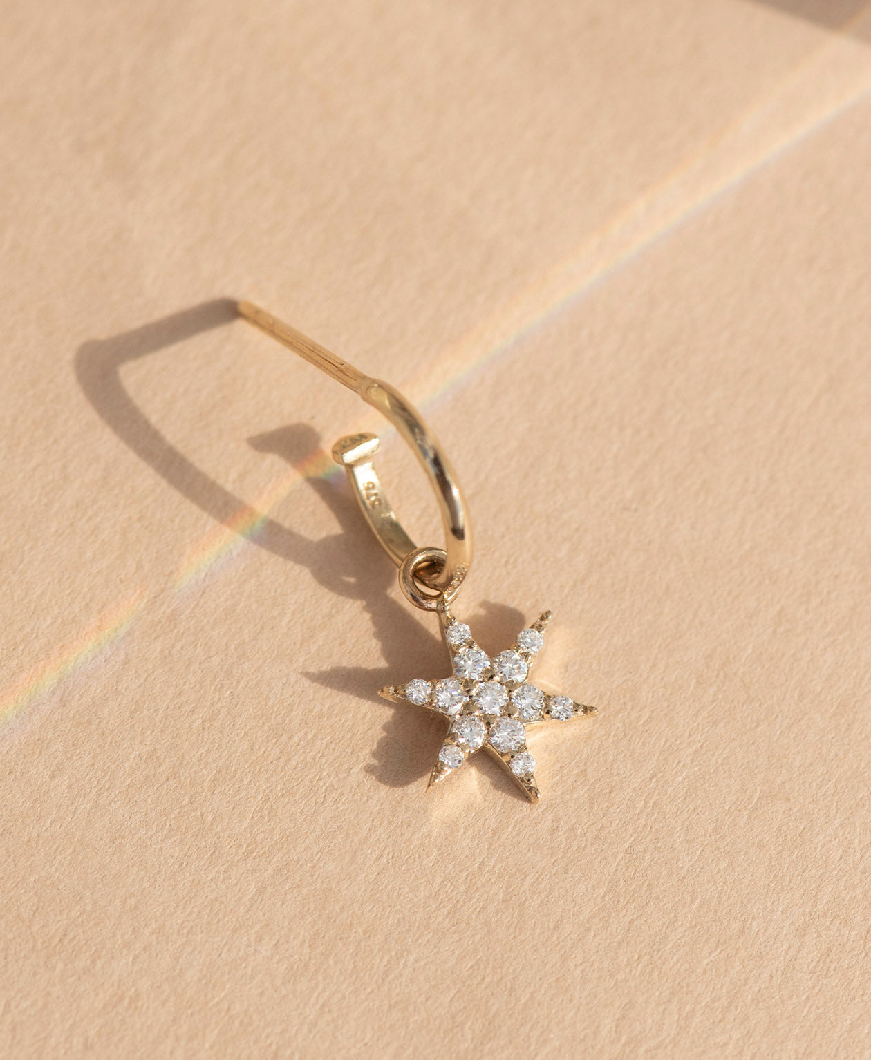 Mini Anahata Single Hoop - 9k Yellow Gold, Diamond