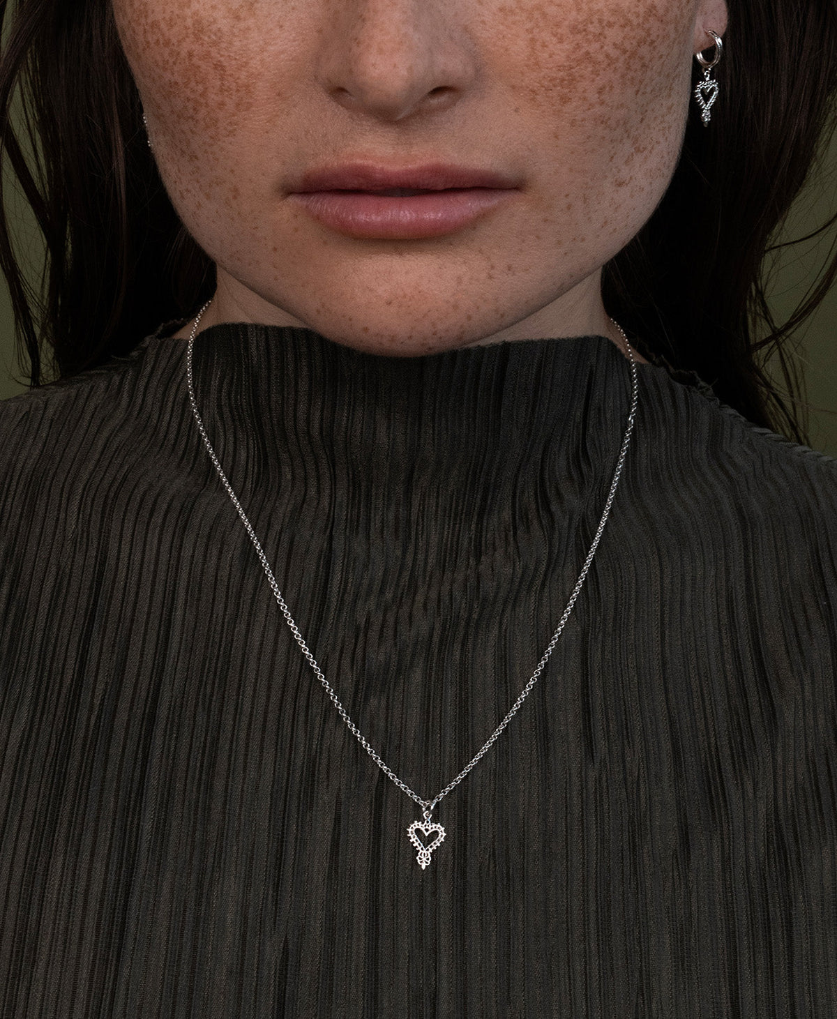 Mini Heart Necklace and Earrings Gift Set - 925 Sterling Silver