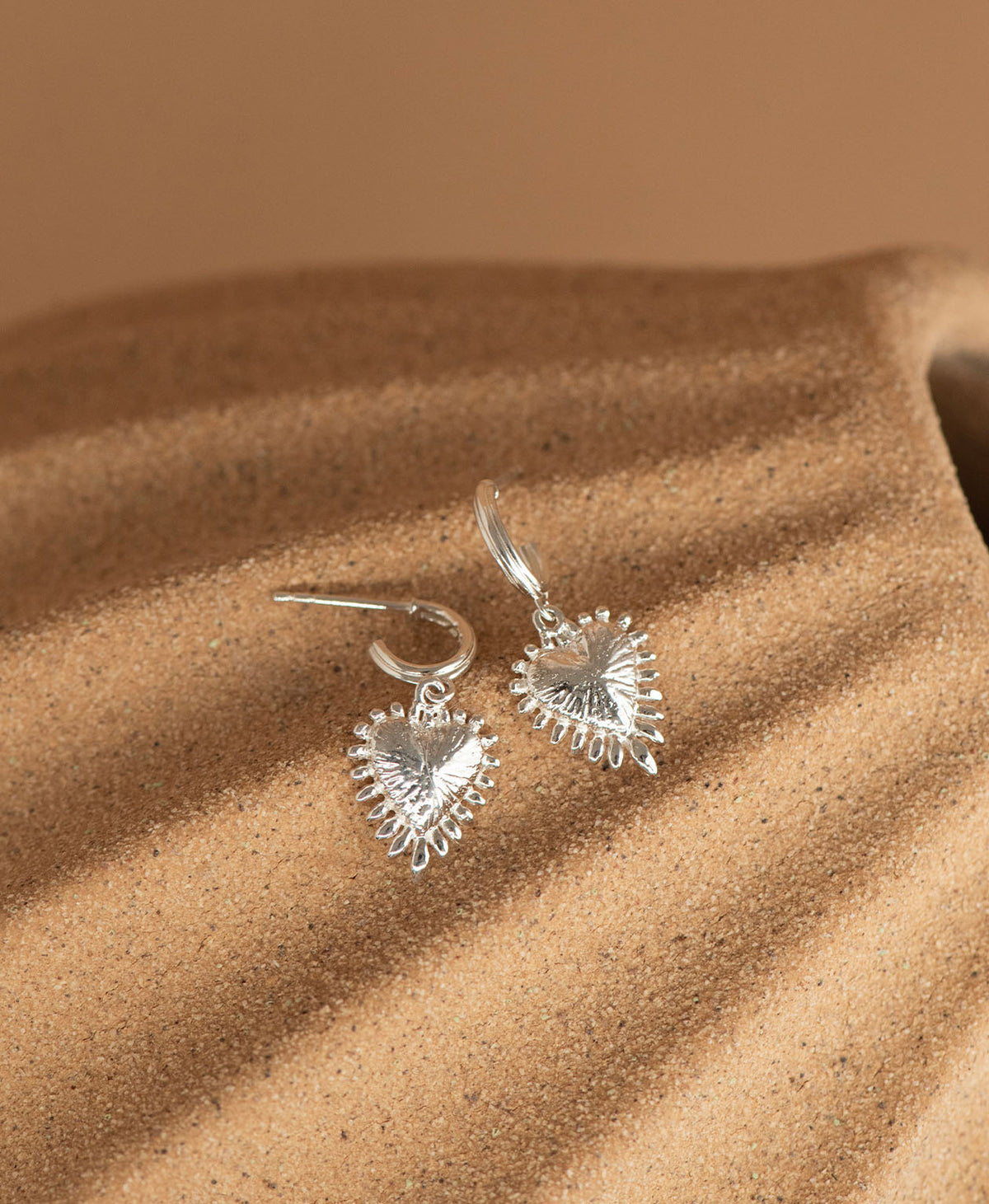 Mini Heart Rays Necklace and Earrings Gift Set - 925 Sterling Silver