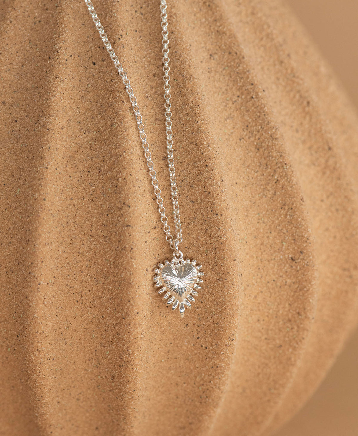 Mini Heart Rays Necklace and Earrings Gift Set - 925 Sterling Silver