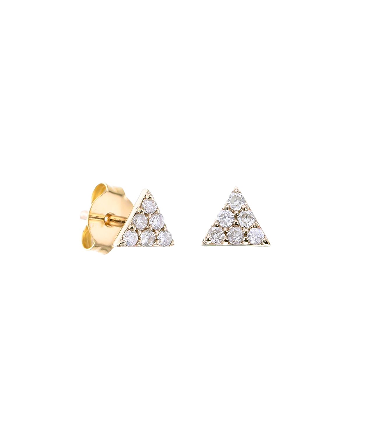 Mini Pyramid Single Stud - 9k Yellow Gold, Diamond