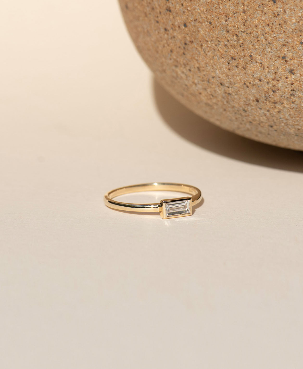 Mon Petit Stacker Ring - 9k Yellow Gold, Baguette Cut Lab Grown Diamond