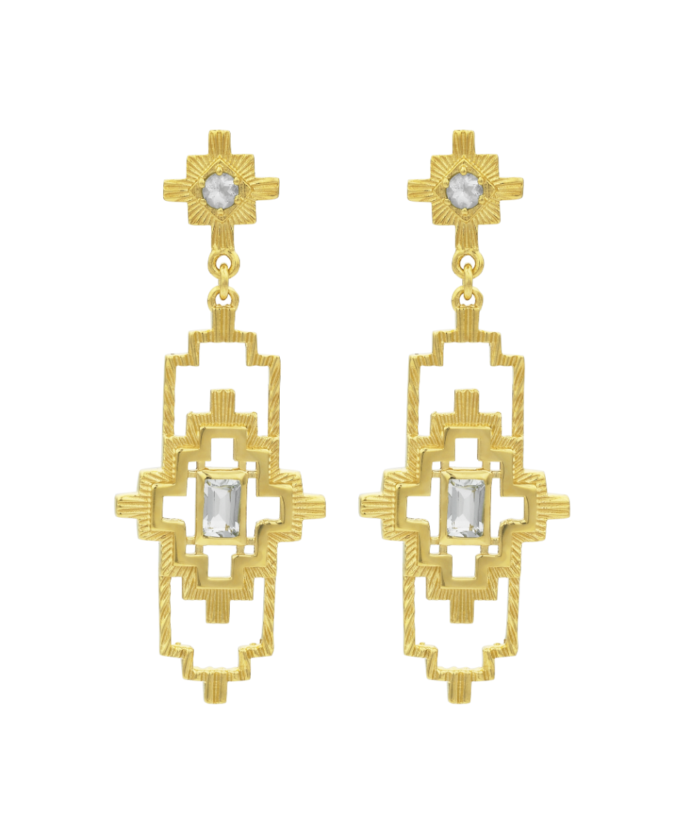 Munay Earrings - 22k Gold Vermeil, Aquamarine