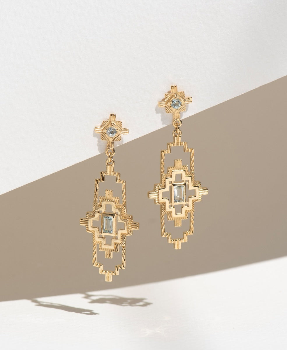 Munay Earrings - 22k Gold Vermeil, Aquamarine