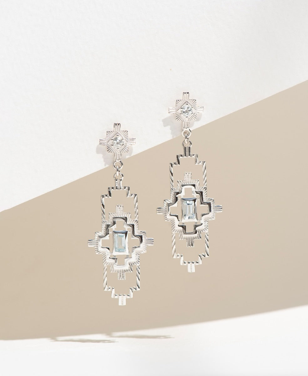 Munay Earrings - 925 Sterling Silver, Aquamarine