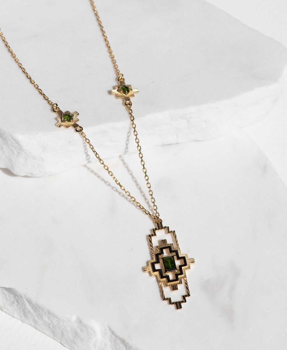 Munay Necklace - 22k Gold Vermeil, Chrome Diopside