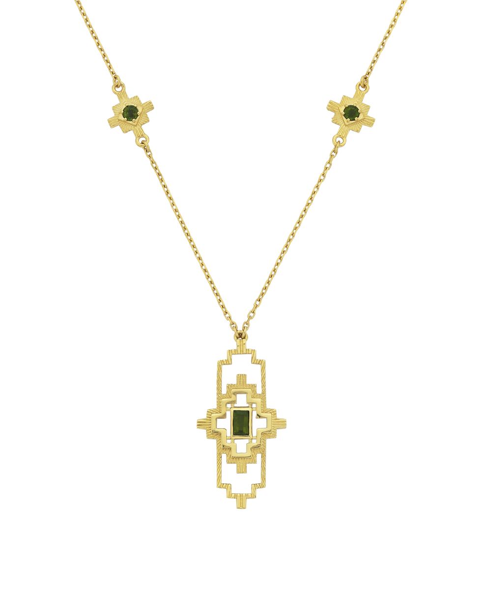 Munay Necklace - 22k Gold Vermeil, Chrome Diopside