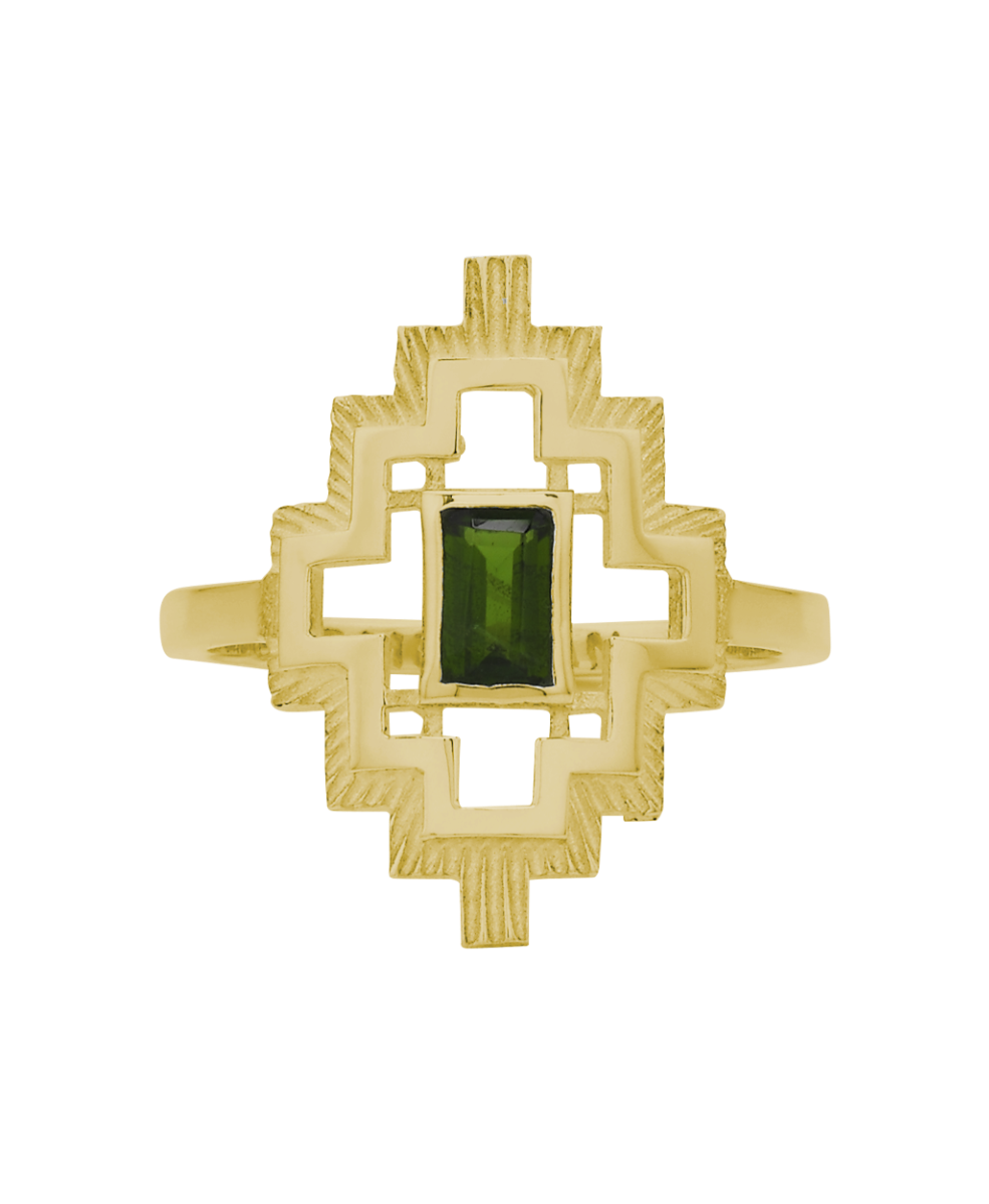 Munay Ring - 22k Gold Vermeil, Chrome Diopside