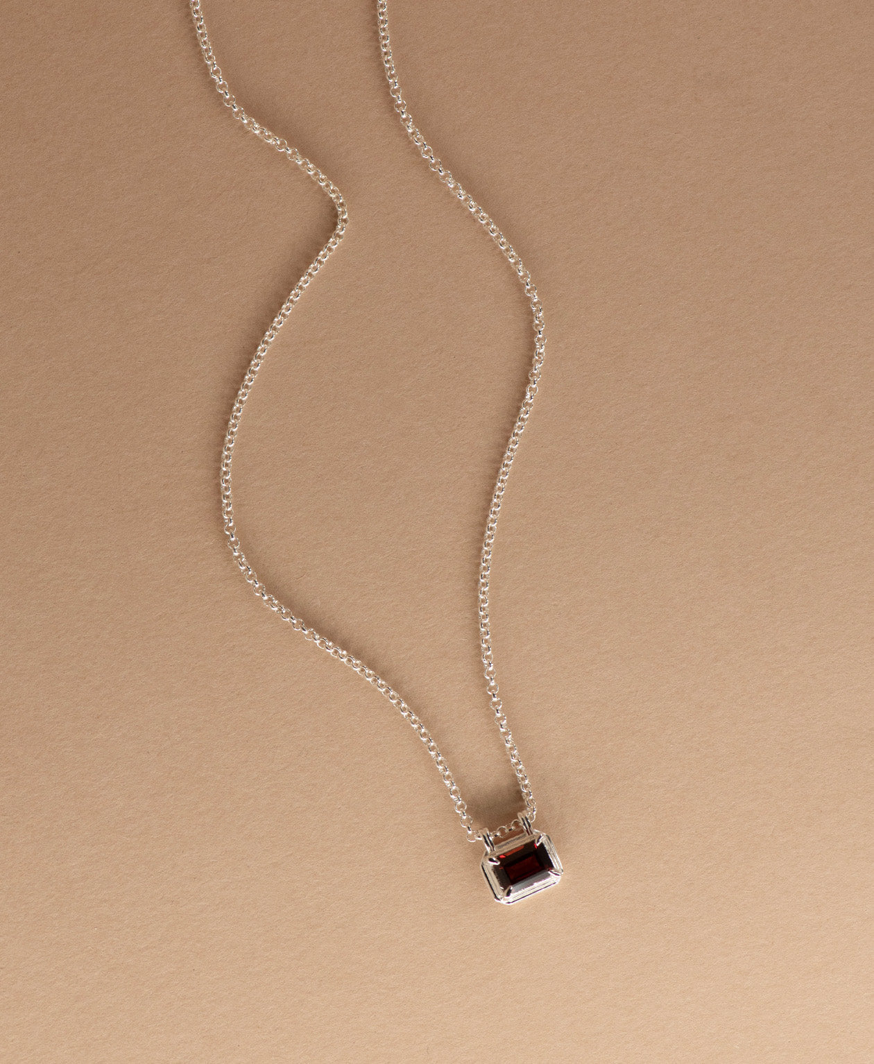 Naia Necklace - 925 Sterling Silver, Rhodolite Garnet