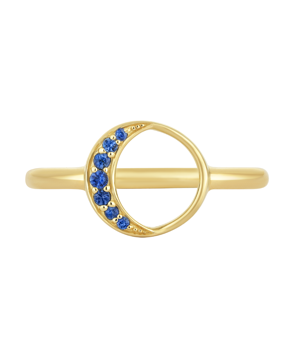 New Moon Ring - 9k Yellow Gold, Ceylon Sapphire