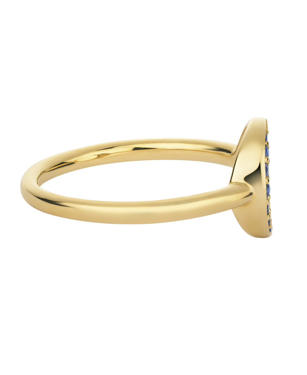 New Moon Ring - 9k Yellow Gold, Ceylon Sapphire