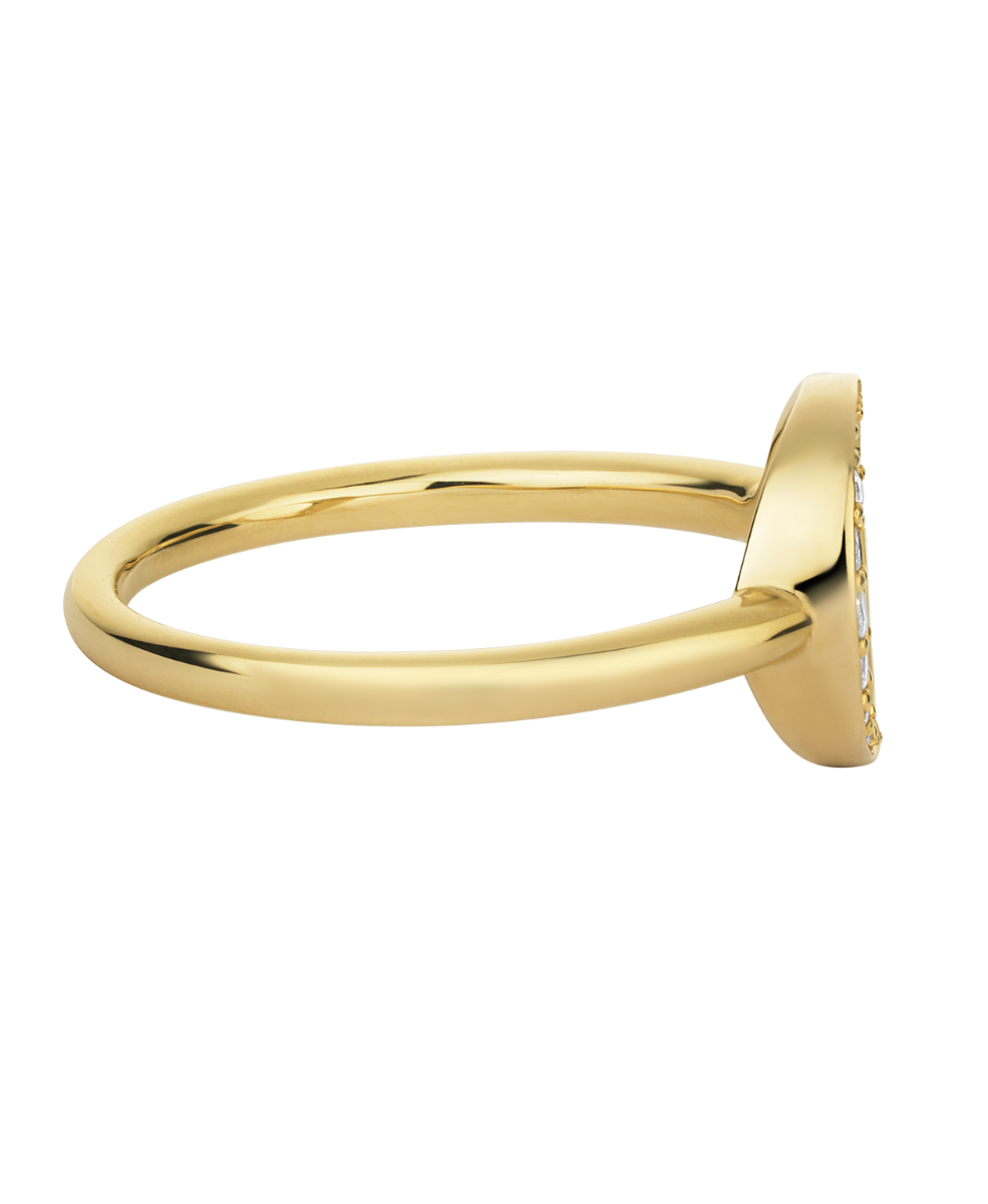 New Moon Ring - 9k Yellow Gold, Diamond