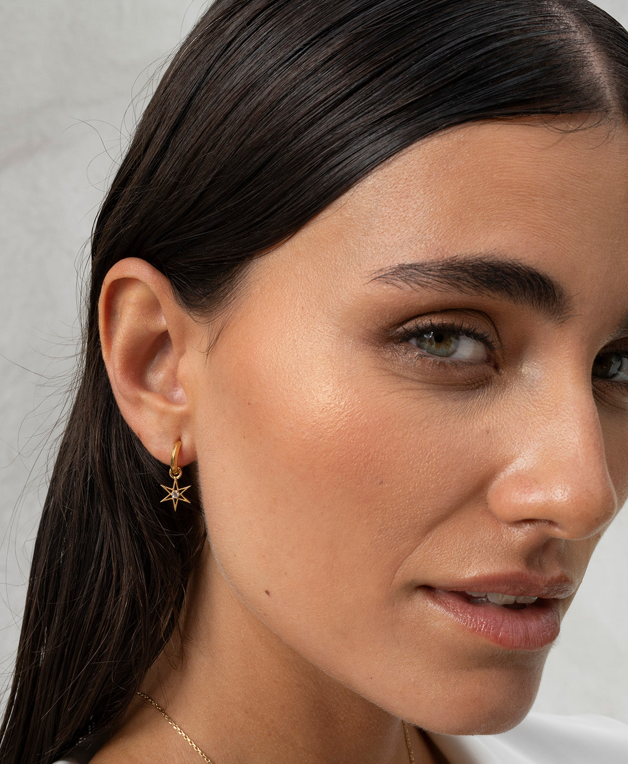 No Star Like Thee Hoops - 22k Gold Vermeil, White Zircon