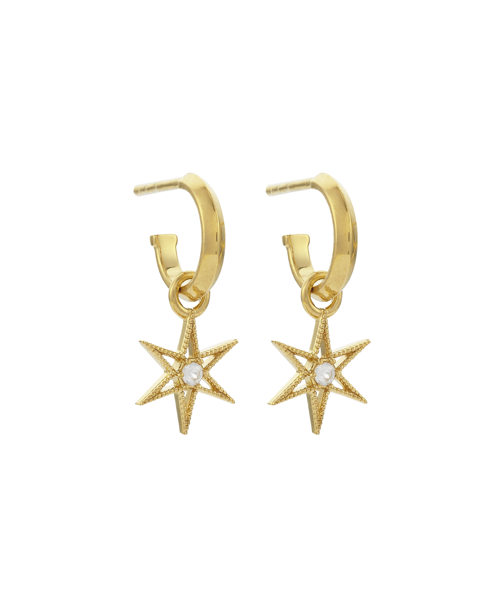 No Star Like Thee Hoops - 22k Gold Vermeil, White Zircon