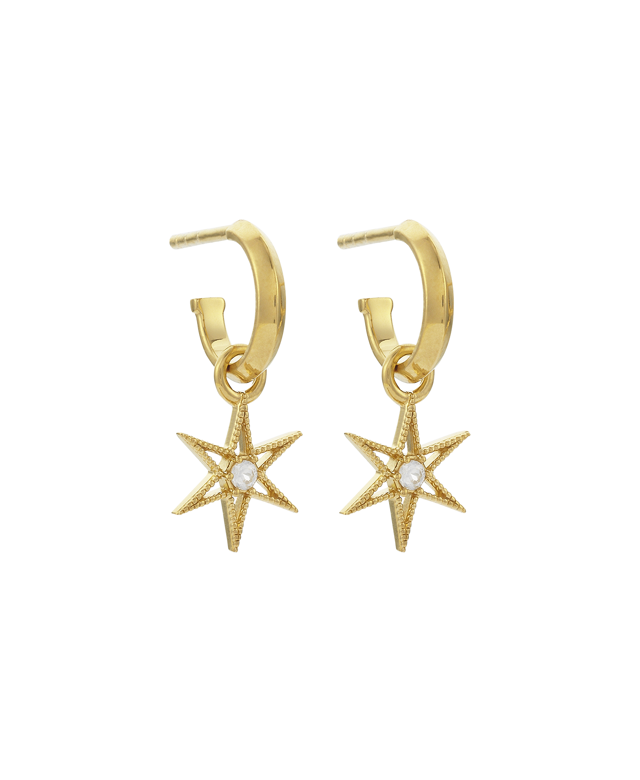 No Star Like Thee Hoops - 22k Gold Vermeil, White Zircon