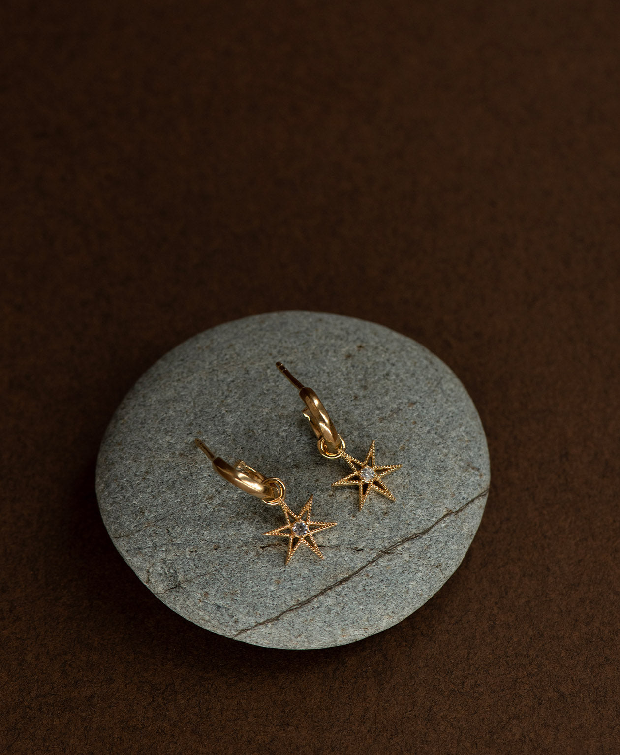 No Star Like Thee Hoops - 22k Gold Vermeil, White Zircon