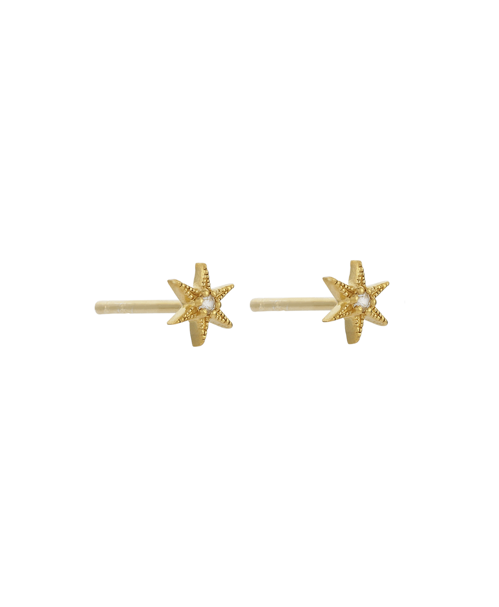 No Star Like Thee Studs - 22k Gold Vermeil, White Zircon