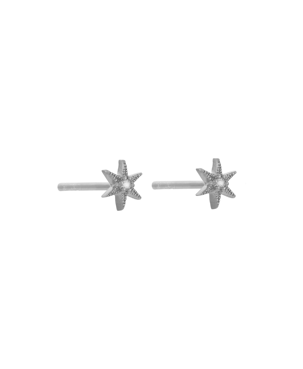 No Star Like Thee Studs - 925 Sterling Silver, White Zircon