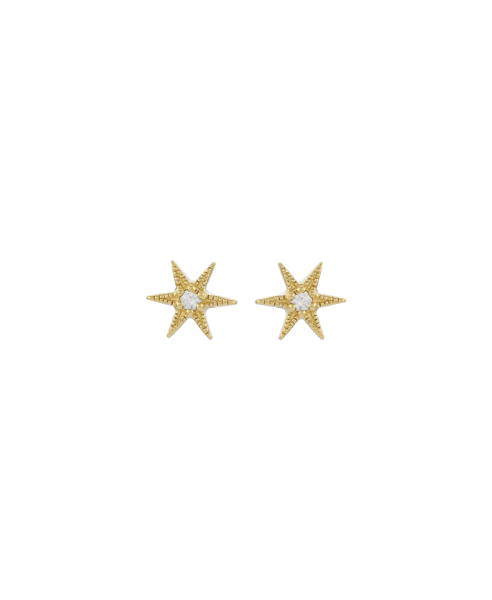 No Star Like Thee Studs - 22k Gold Vermeil, White Zircon