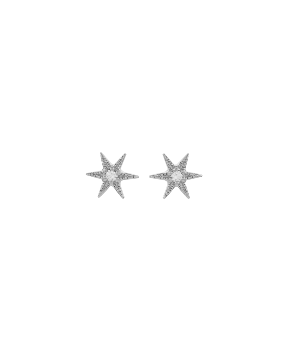 No Star Like Thee Studs - 925 Sterling Silver, White Zircon