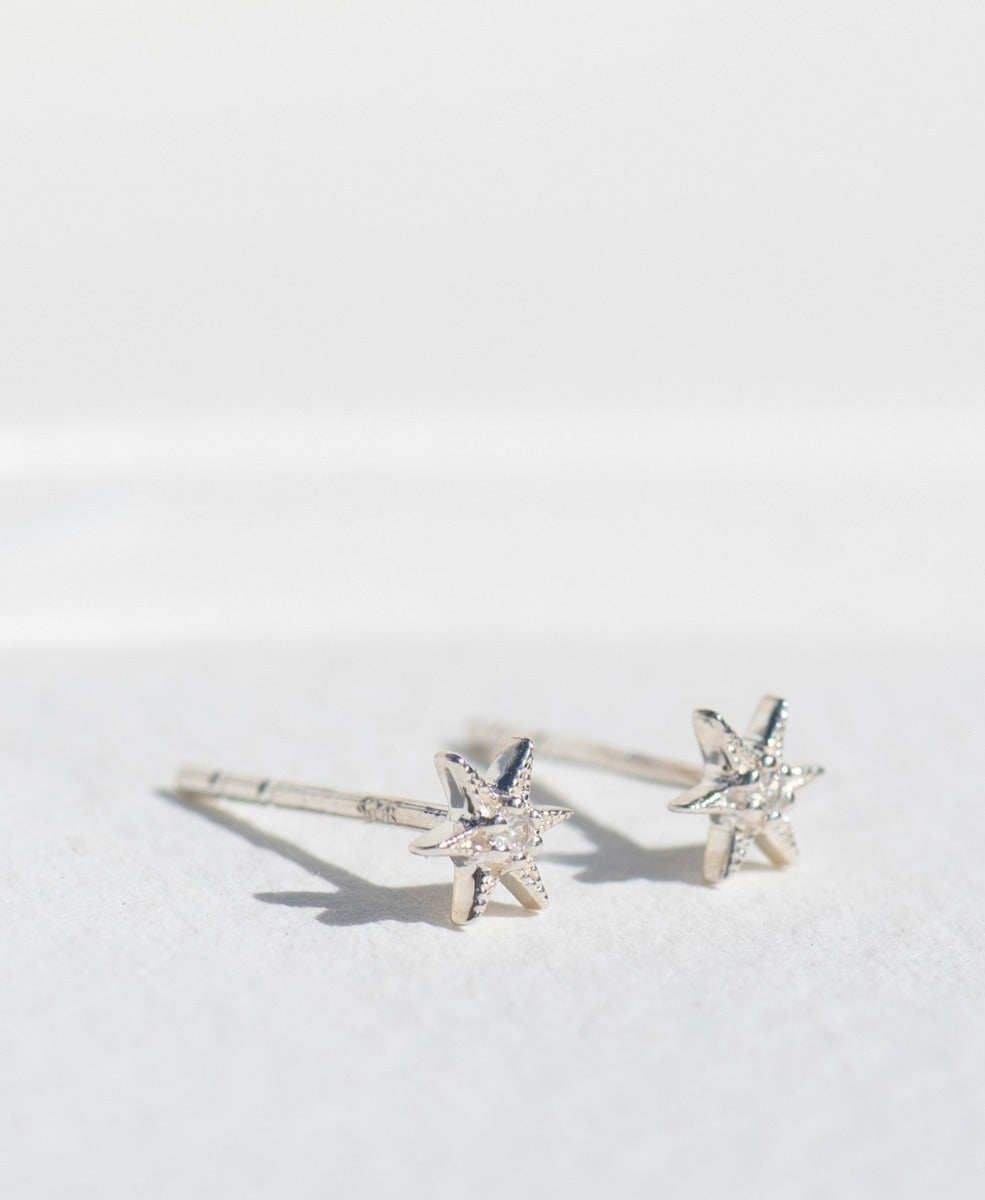 No Star Like Thee Studs - 925 Sterling Silver, White Zircon