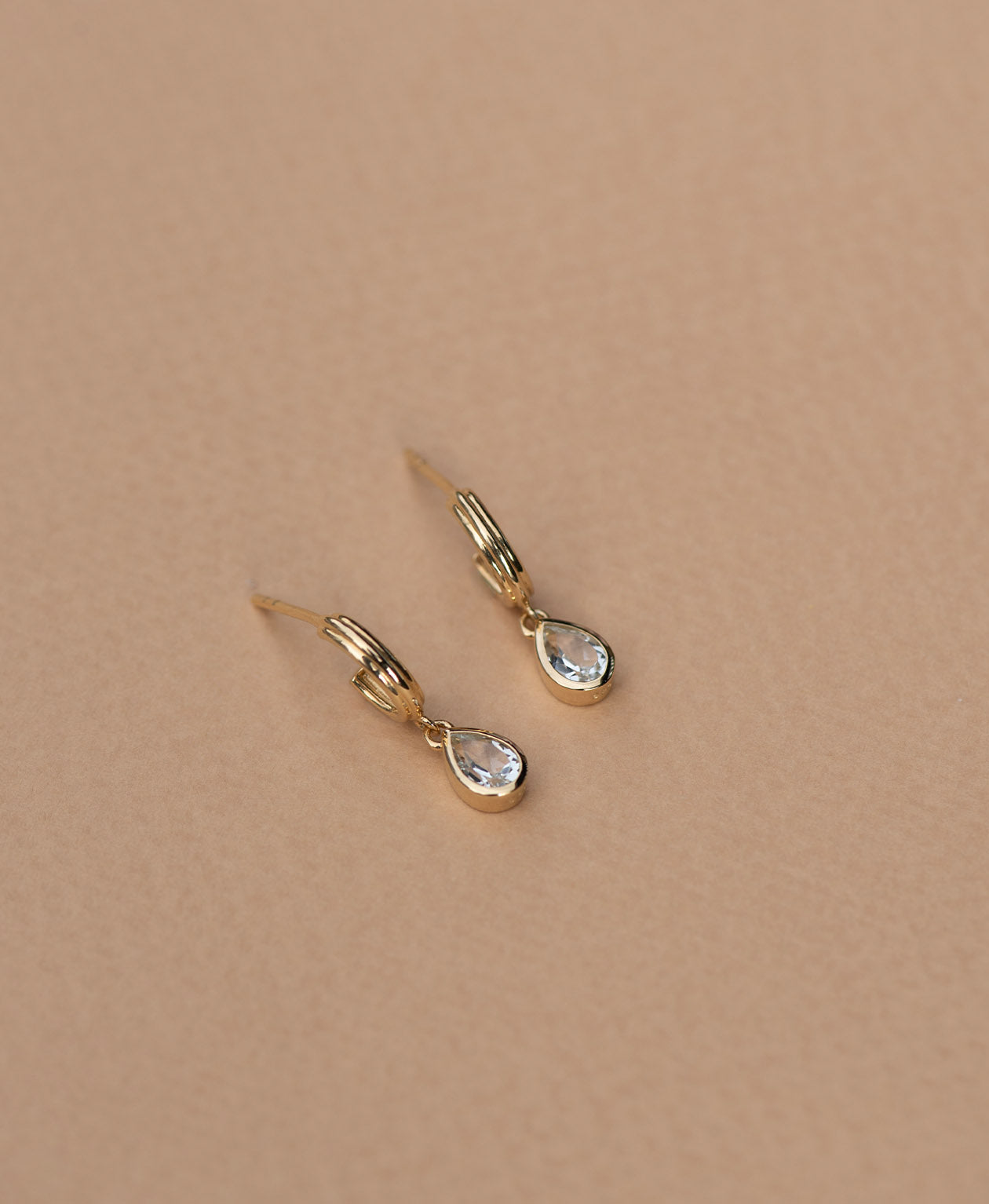 Ophelia Hoops - 22k Gold Vermeil, White Topaz