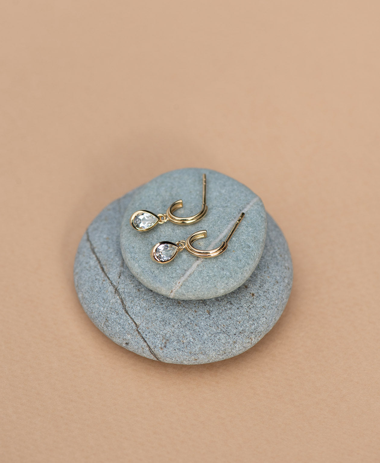 Ophelia Hoops - 22k Gold Vermeil, White Topaz