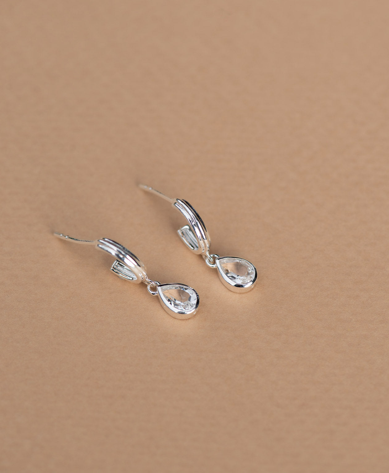Ophelia Hoops - 925 Sterling Silver, White Topaz