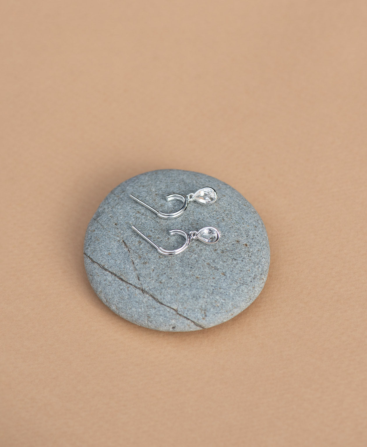 Ophelia Hoops - 925 Sterling Silver, White Topaz